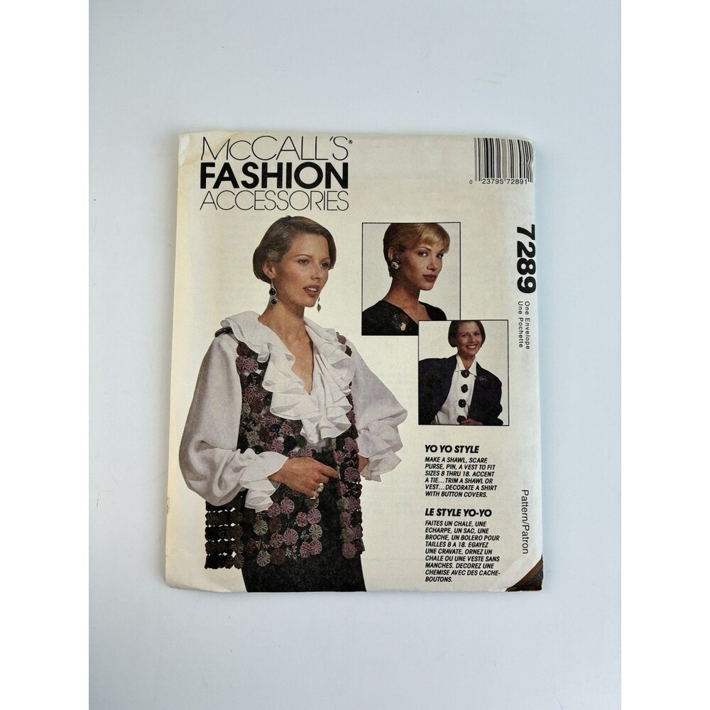 Vest Shawl Scarf Purse Uncut Pattern 7289 Sz 8-16 90s Victorian Romantic Flowers